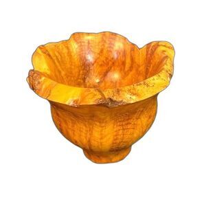 Hand Turned Natural Edge Burl Wood Bowl 5” H x 6” Diameter Handmade